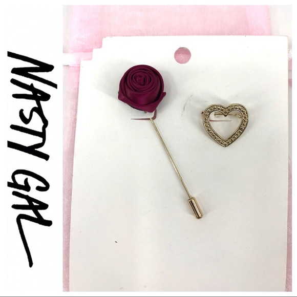 💕SALE💕NWT Nasty Gal Rose & Heart Pin - Picture 2 of 3